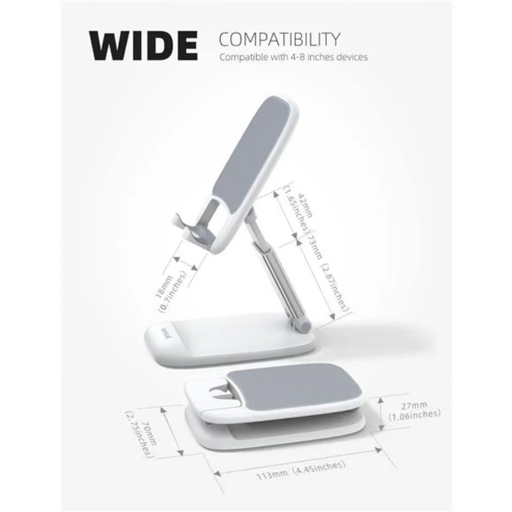 Foldable Phone Stand for Desk - Height Adjustable Holder Portable Cradle